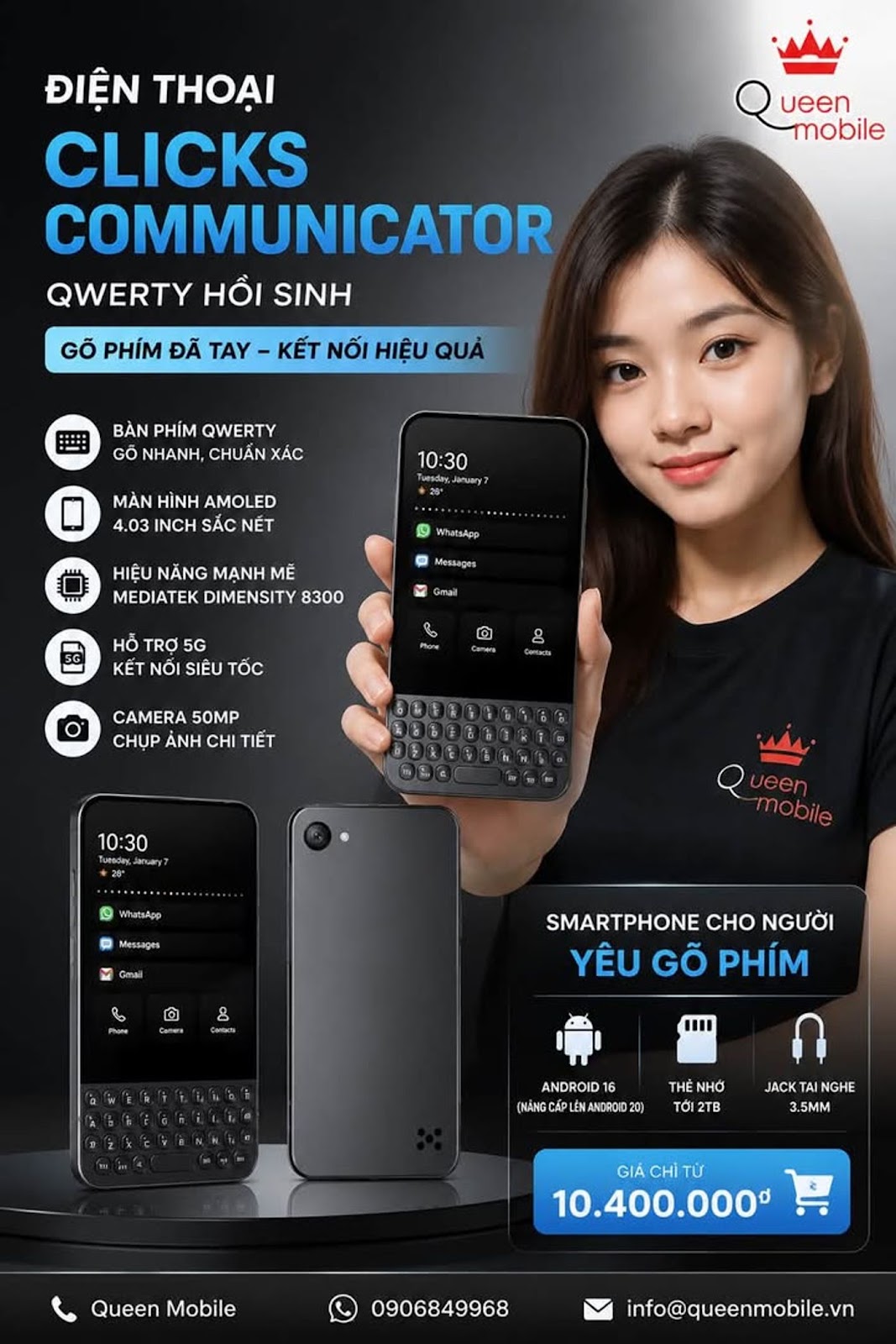 Clicks Communicator возрождает телефоны с QWERTY-клавиатурой в эпоху сенсорных экранов #ClicksCommunicator #ClicksTechnology #QWERTY #BlackBerry #Android #Android16 #DienThoaiQWERT
