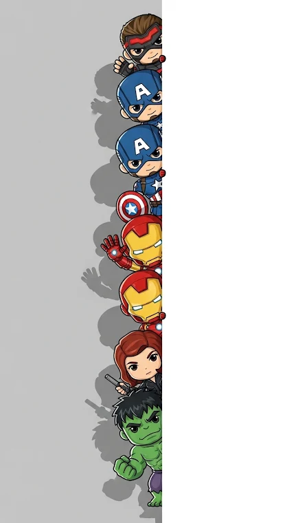 Chibi Avengers Peeking Right
