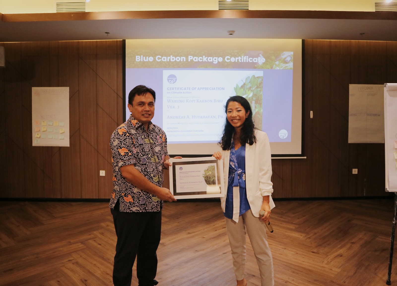 Blue Carbon Package Certificate Handover in Blue Carbon Projects in Indonesia  with CarbonEthics’ Warung Kopi Karbon (Blue Carbon Ecosystem Conservation Indonesia)