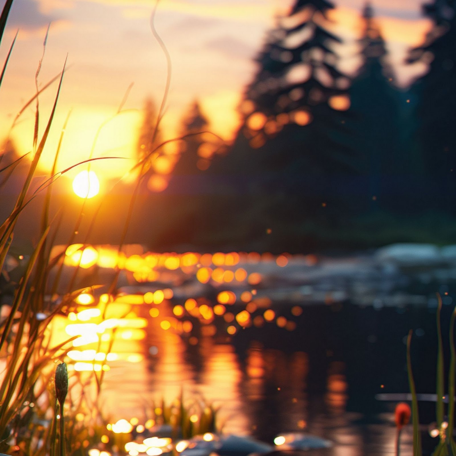 Download Wildflowers by a Sunset River Full HD iPhone