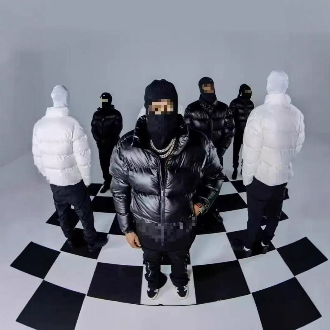 Men's Streetwear Quilted Jacket with Letter Print