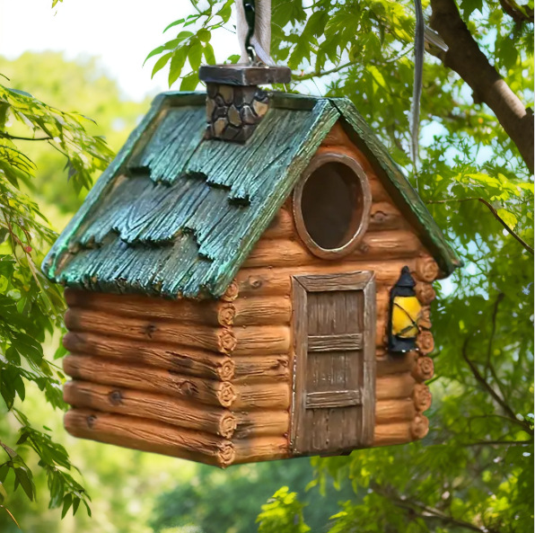 Resin birdhouse, hanging