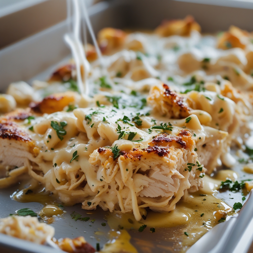 High-Protein Chicken Alfredo Bake for Easy Low-Carb Meal Prep with Cheesy Comfort finished