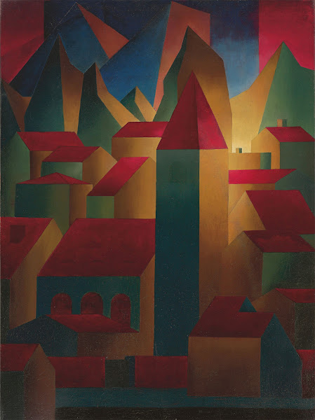 Houses tower and mountains 1919 20