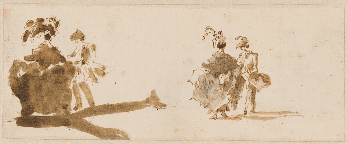 Two Elegant Couples verso c 1780