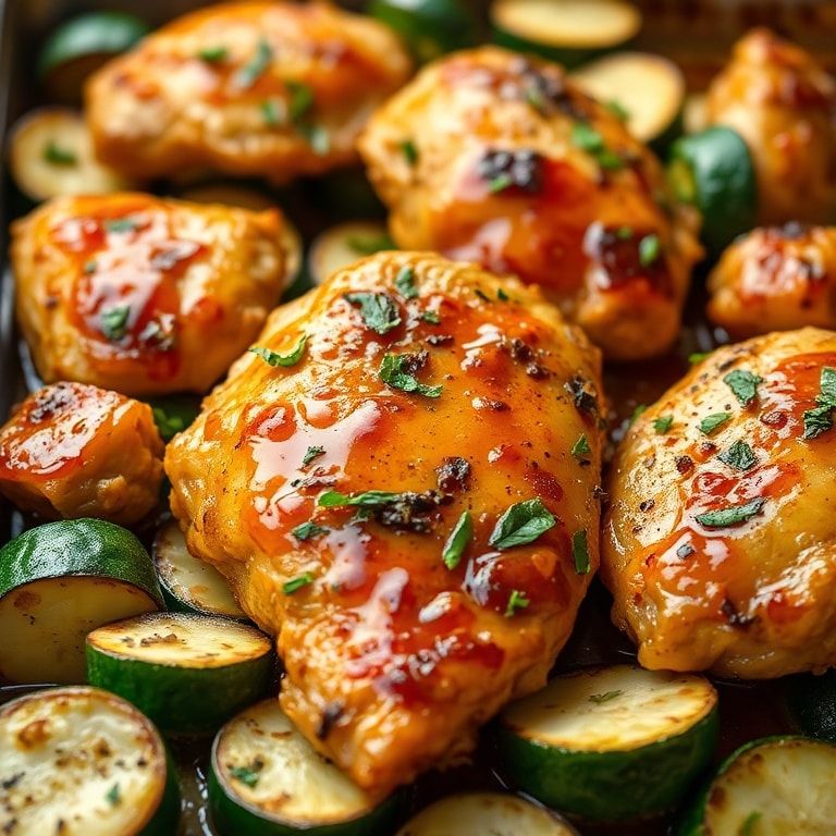 Easy Sheet Pan Hot Honey Garlic Chicken with Zucchini: Quick & Juicy Dinner finished