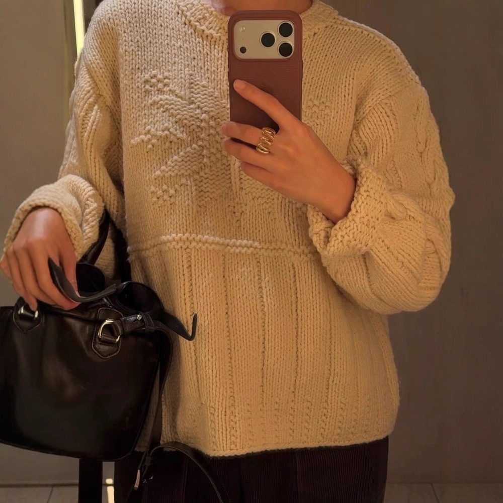 Korean Knitted Sweater with Snowflake Pattern