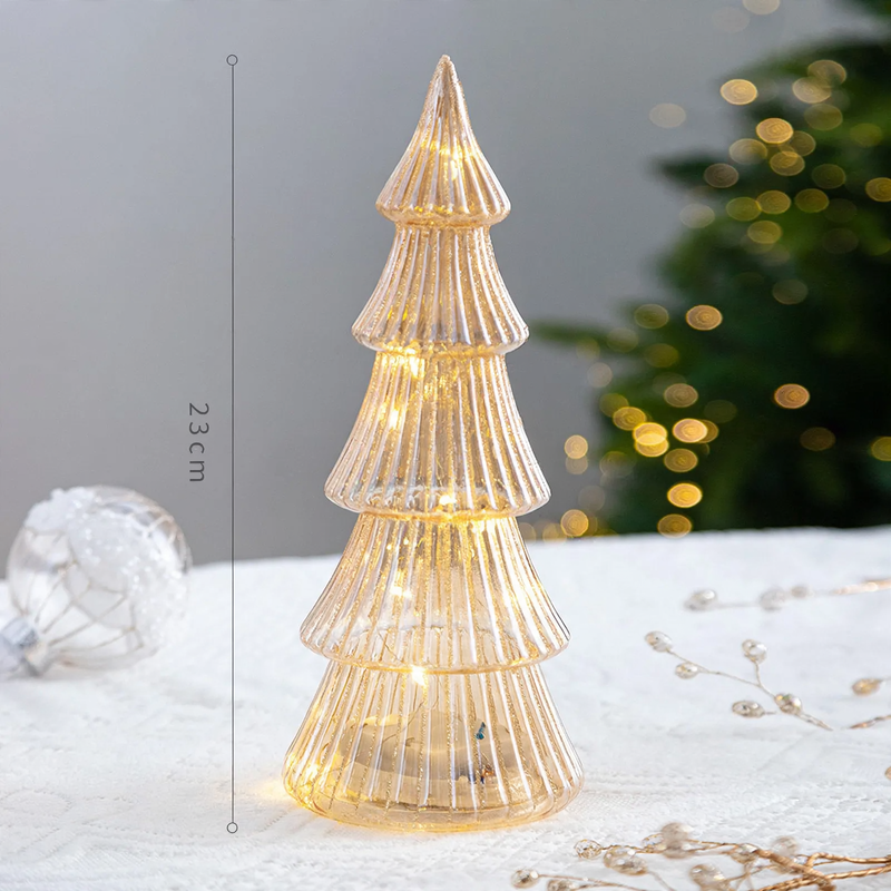 Glass Christmas tree decoration, illuminated