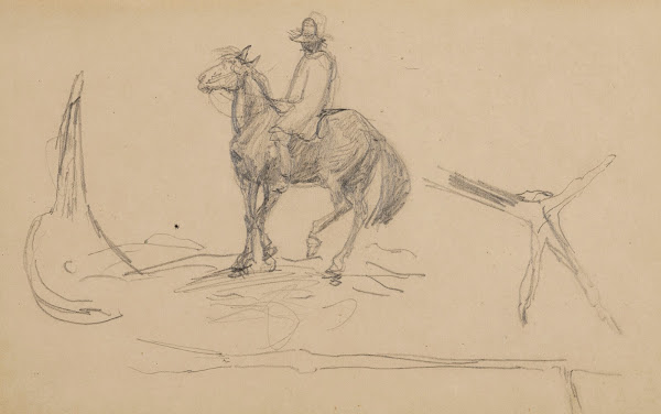 Chłop na koniu Głowa i noga ptaka 1866   1875