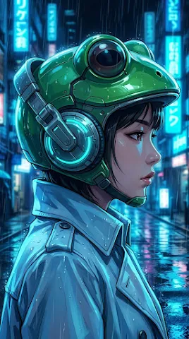 Cyberpunk Frog Headset Portrait