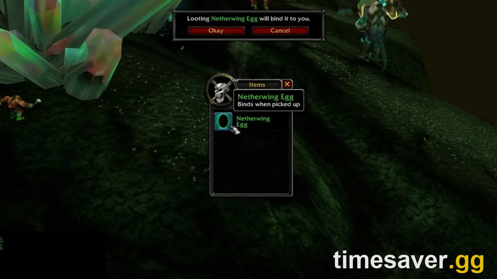 Looting a Netherwing Egg during the Netherwing reputation grind in Shadowmoon Valley, TBC Classic Anniversary