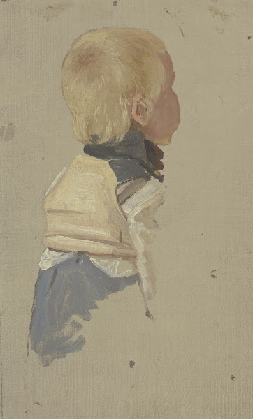 Blonder Junge im verlorenen Profil nach rechts