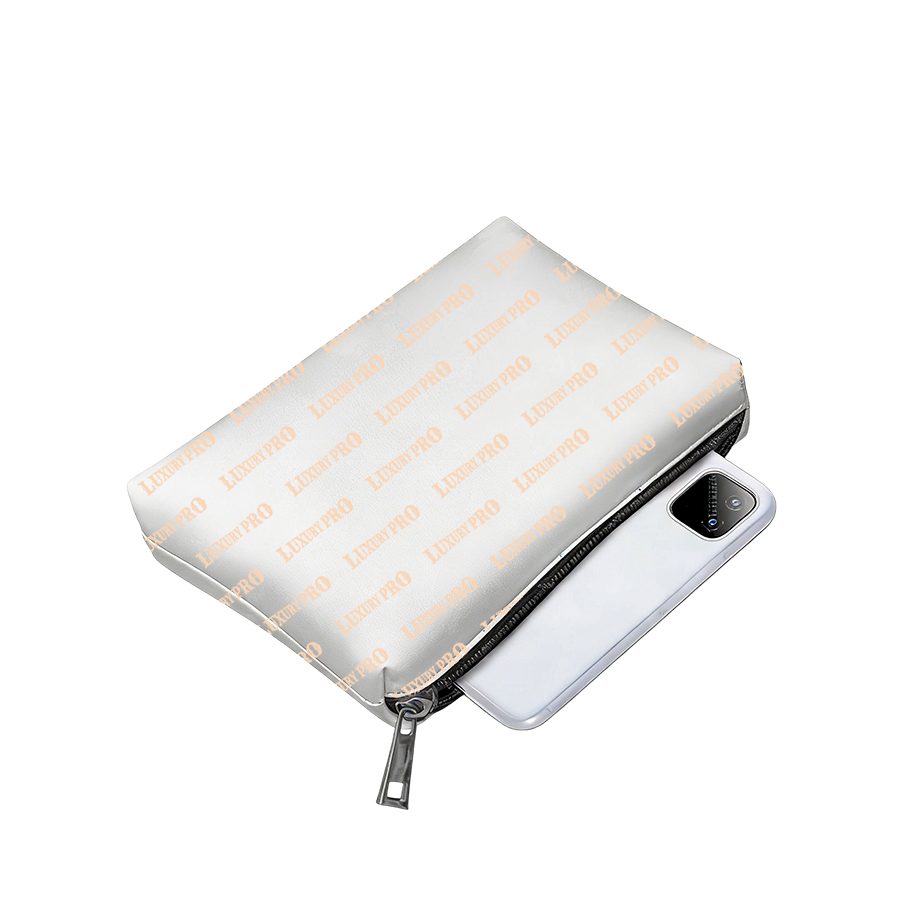 Zipper Leather Clutch Bag