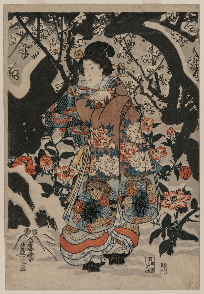 Woman Standing Beside a Plum Tree c 1850