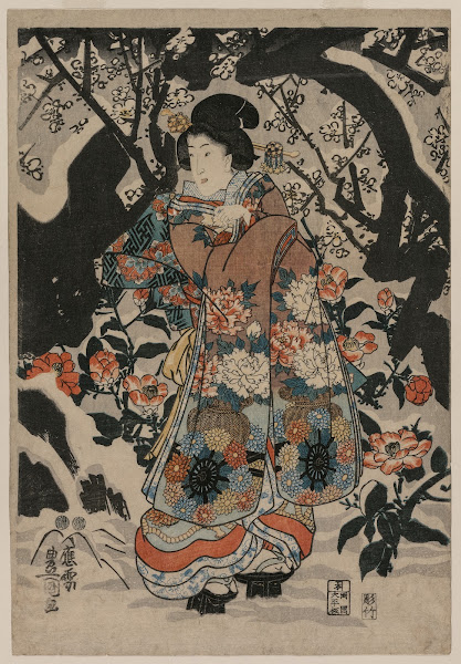 Woman Standing Beside a Plum Tree c 1850