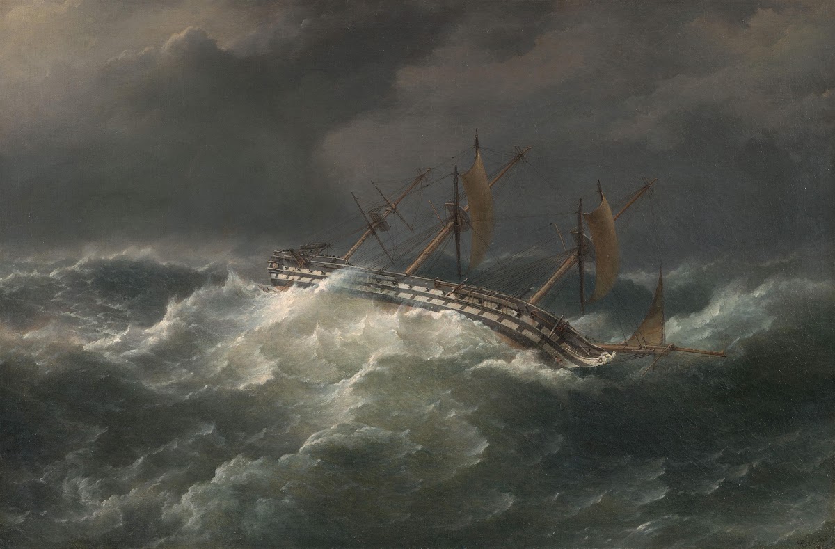 Dreimaster in stürmischer See 1862
