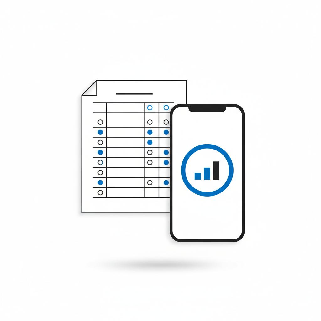 Minimalist 2D vector close up of a vehicle history report printout beside a smartphone with a price analysis badge representing chevrolet impala for sale