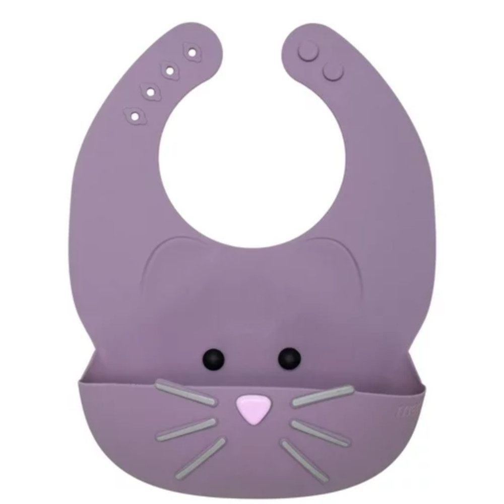 Babero de silicona Melii™ Cat color morado