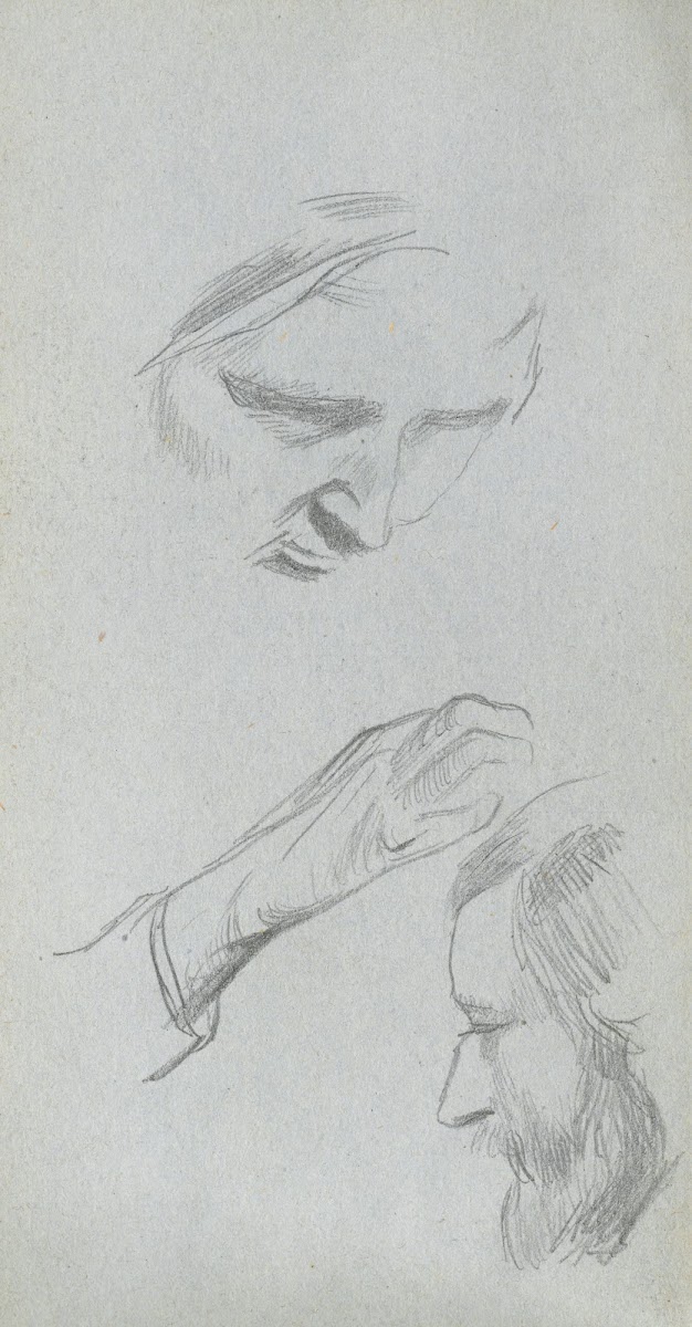 Study of Two Faces and a Hand 1860s