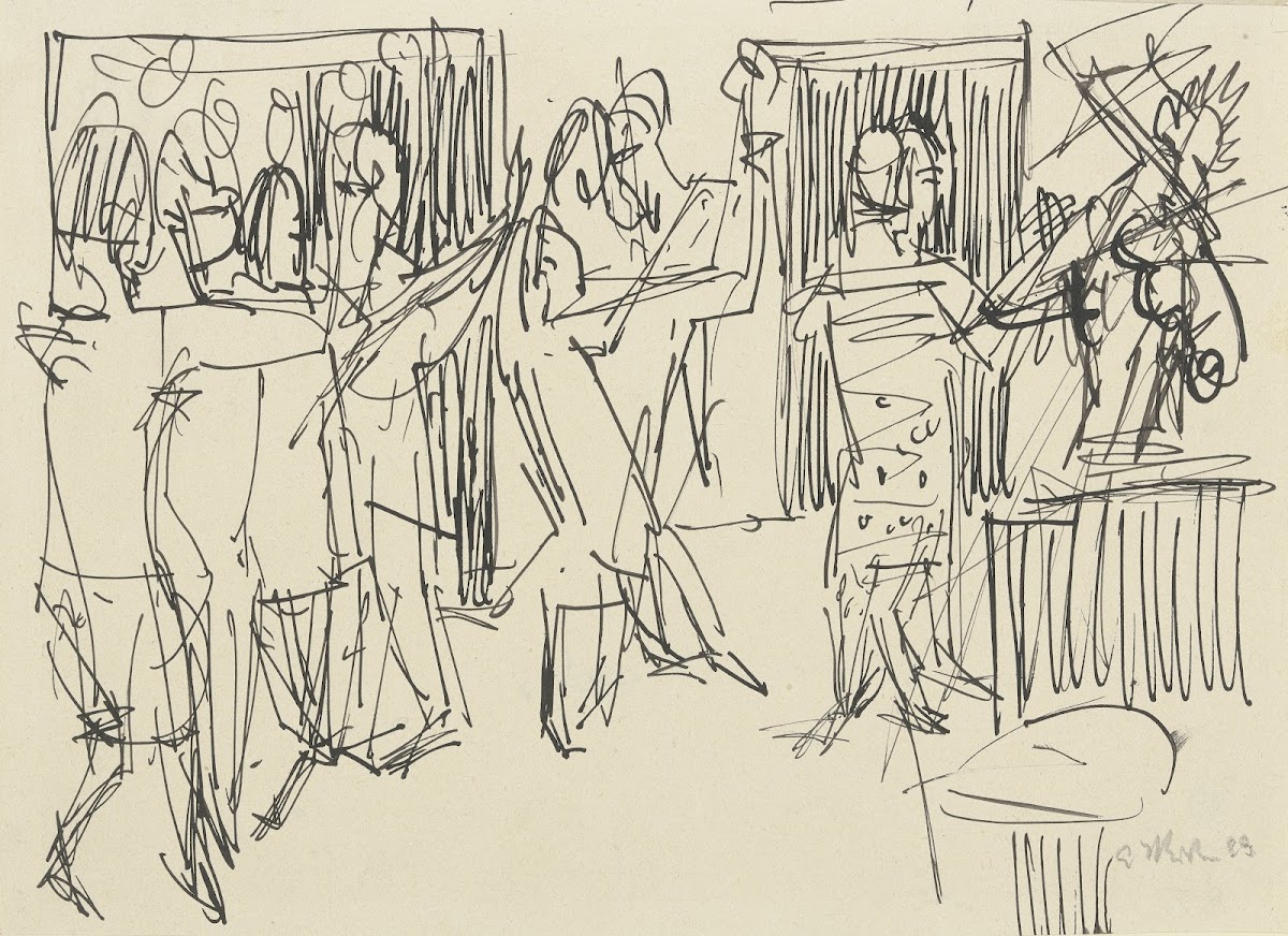 Vier tanzende Paare und Geiger 1923