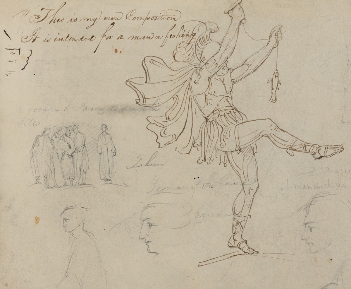 This is my own composition It is intended for a man a fishing Roman soldier fish