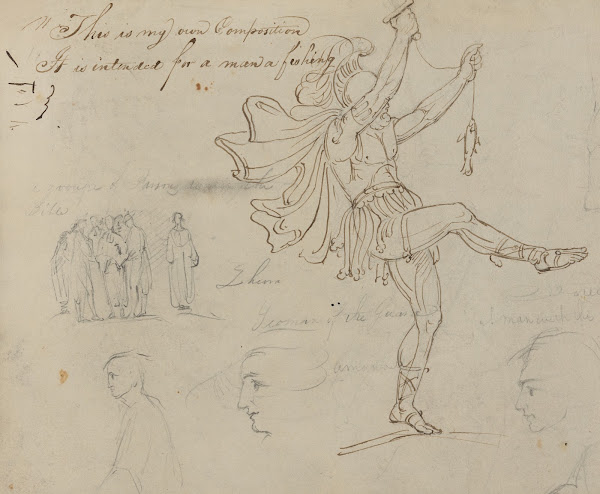 This is my own composition It is intended for a man a fishing Roman soldier fish