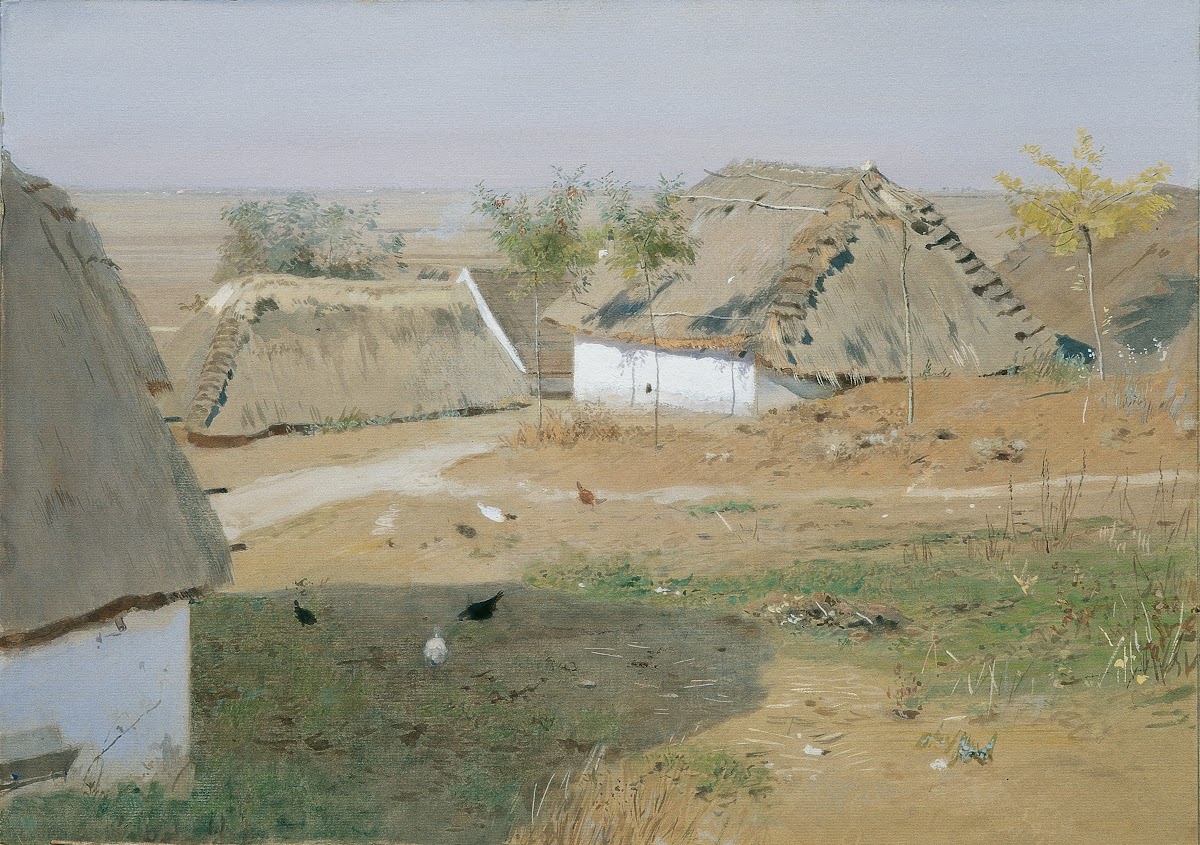 Dorfpartie Strohhütten aus Staatz 1898