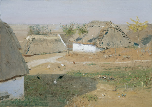 Dorfpartie Strohhütten aus Staatz 1898