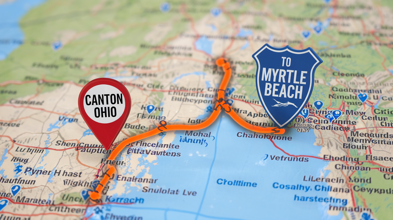 Driving Time from Canton Ohio to Myrtle Beach SC