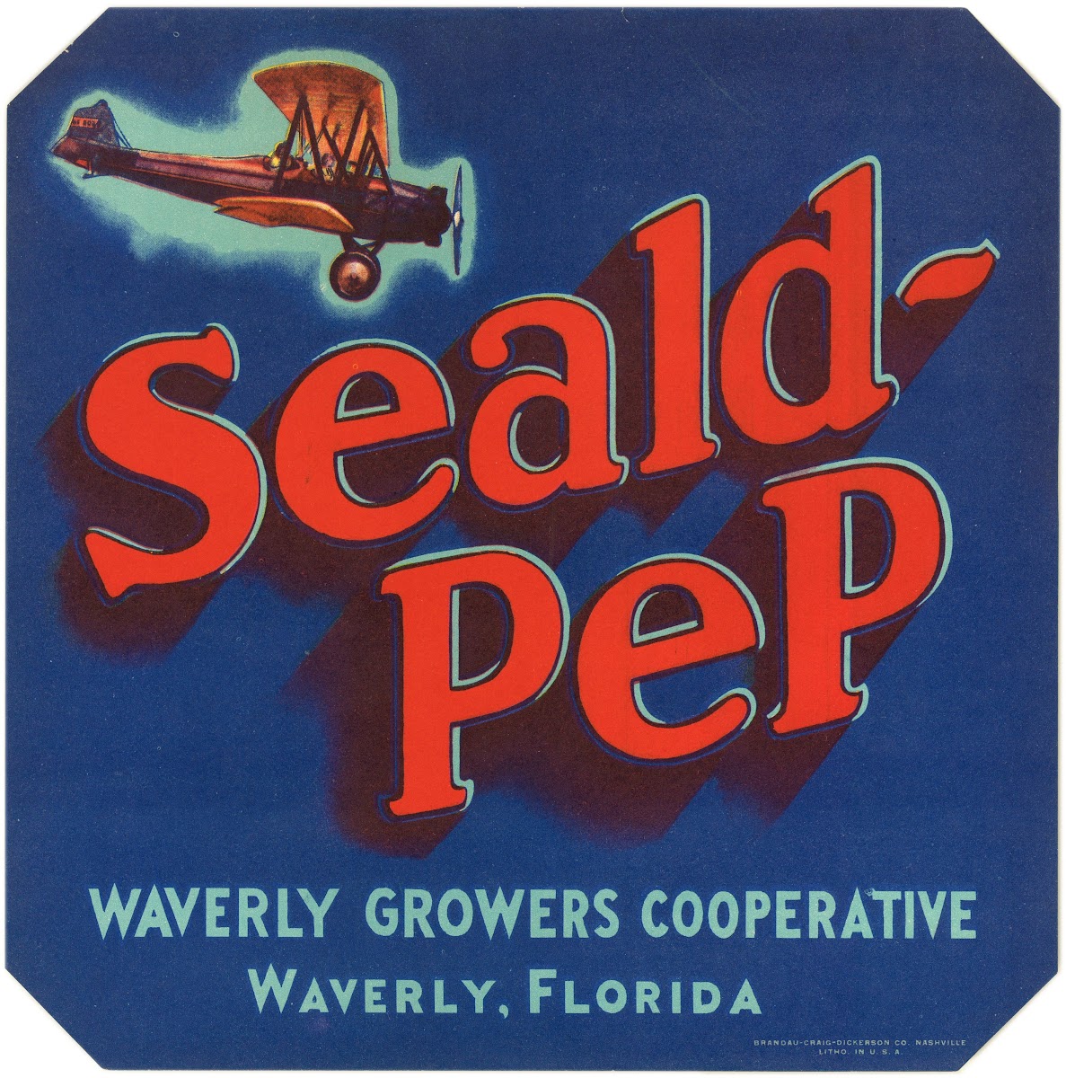 Seald Pep Produce Label 1940s