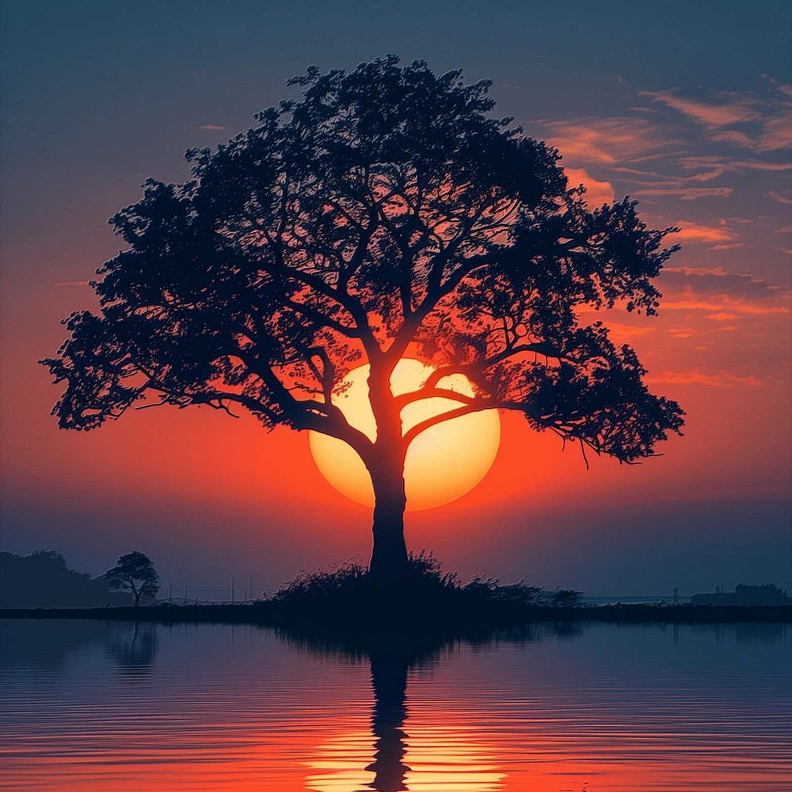 Download Tree Silhouette At Sunset Full HD iPhone