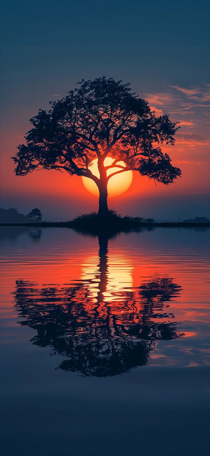 Tree Silhouette At Sunset - Landscape Photography Full HD iPhone Wallpaper (1284x2778)