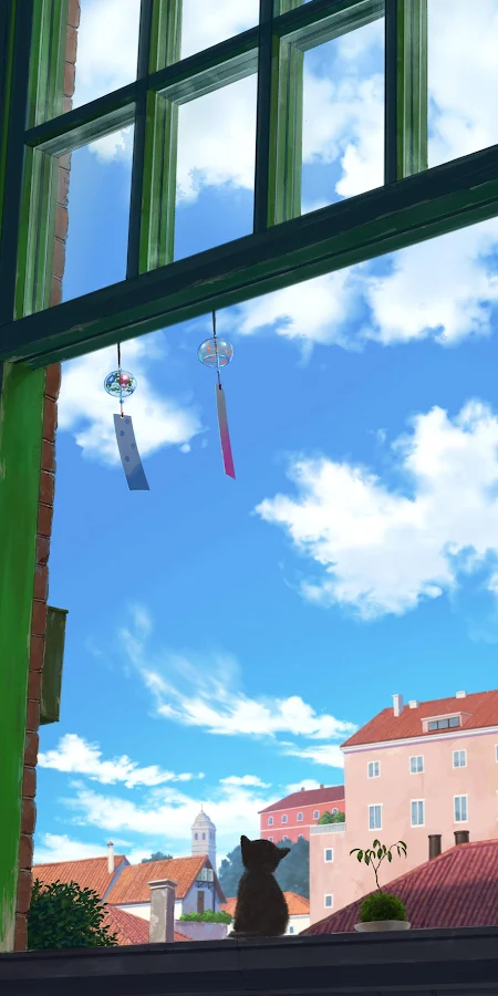 Black Cat At The Window 2K iPhone Phone Wallpaper