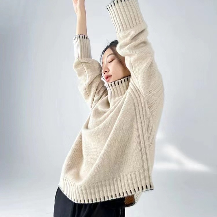 Women's cable-knit sweater with turtleneck
