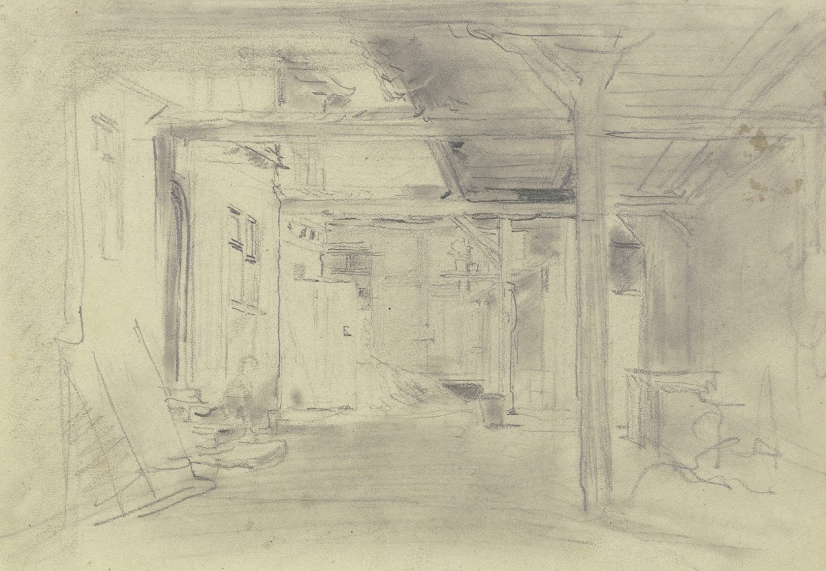 Blick in den Hof eines Bauernhauses