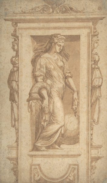 Female Allegorical Figure of Benignitas Goodness with Attributes of Abundance St