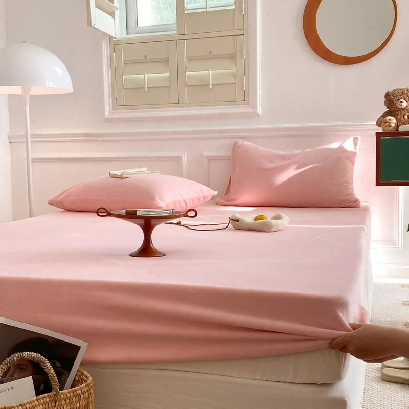 Fitted sheet made of microfiber fleece, Nordic style