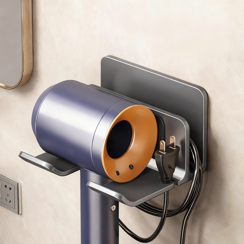 Hair dryer holder with cord winding