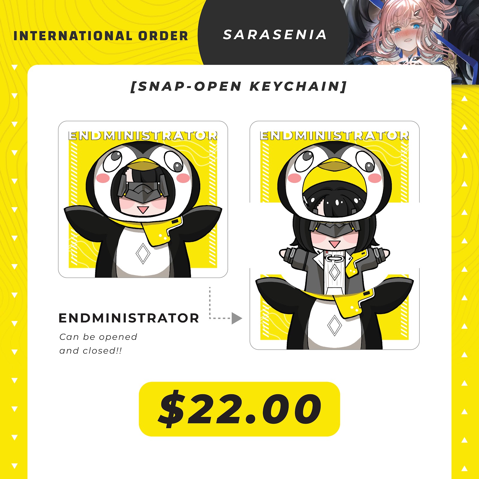 Endministrator Snap-Open Keychain by Sarasenia