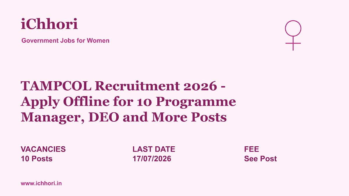 TAMPCOL Recruitment 2026 - Apply Offline for 10 Programme Manager, DEO and More Posts - iChhori