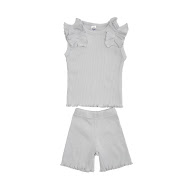 Детский костюм летний для девочки Twins Ego (майка и  шорты) 80р серый