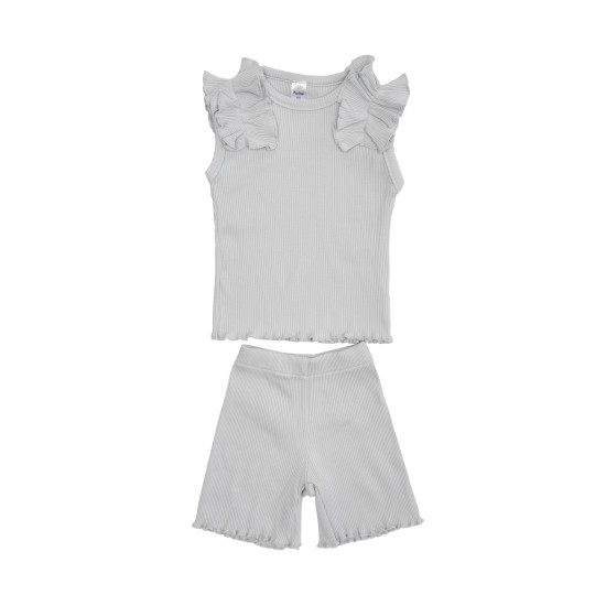 Дитячий костюм літній для дівчинки Twins Ego (майка і  шорти) 80р сірий