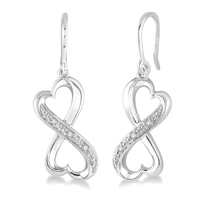 Silver Infinity Heart Shape Diamond Fashion Earrings