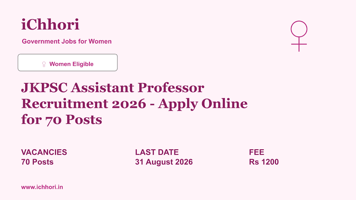 JKPSC Assistant Professor Recruitment 2026 - Apply Online for 70 Posts - iChhori