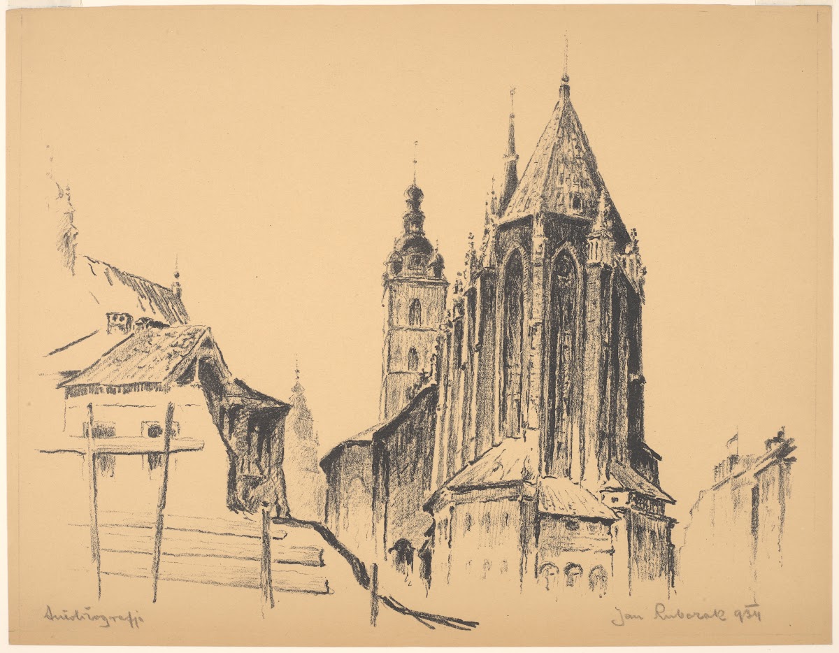 Widok na kościół Mariacki od wschodu 1934