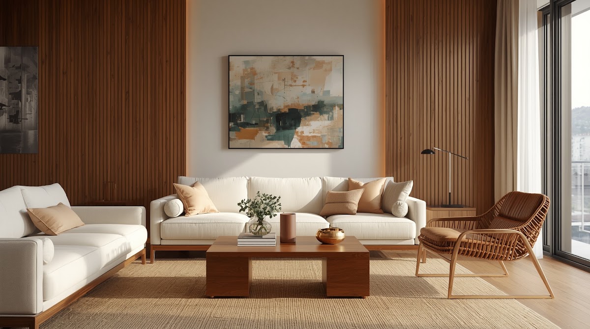 How to Make Chrome and Oak Decor Feel Cozy, Not Clinical - chrome accents used in living room bedroom and dining room
