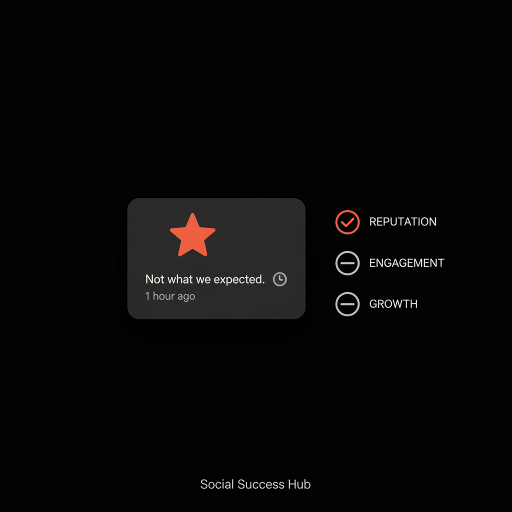 Minimal infographic showing a stylized review card with a red one-star, a checklist and a timestamp icon on black background — is it legal to remove Google reviews