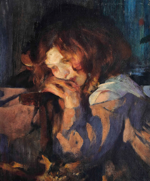 Kitty by firelight c 1897