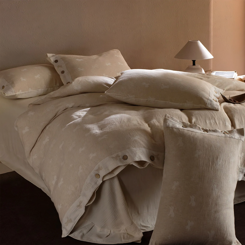 Cotton-Linen Bedding, 4-piece, Button Closure