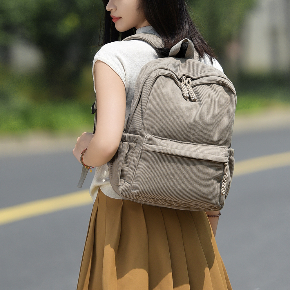 Corduroy backpack for university and travel